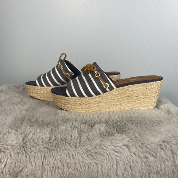 Sperry Topsider Nautical Stripe Wedge Espadrilles Size 8.5 - Picture 5 of 9